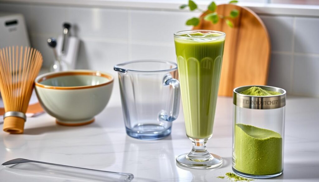 Iced matcha latte equipment