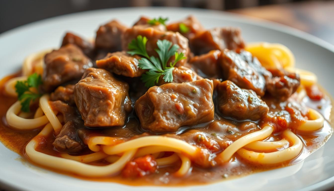 beef tips and noodles recipe